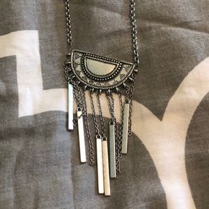 Long silver necklace